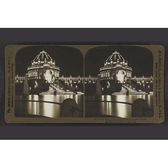 Print: Festival Hall, Fountains, And Cascades Illuminated, Louisiana