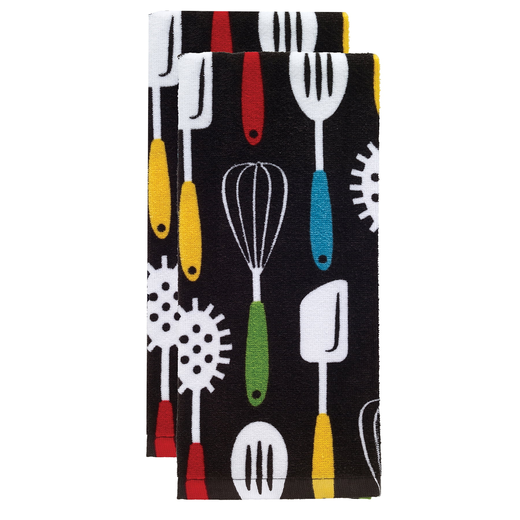 T-fal Print Fiber Reactive Kitchen Towel, Two Pack, Utensils