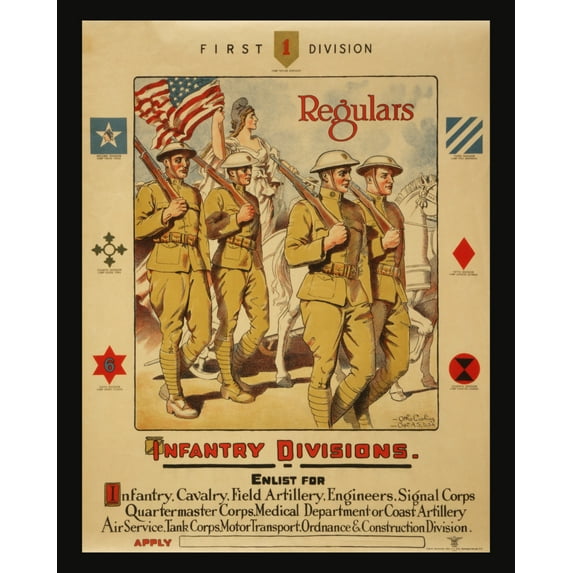 Print: First Division, Regulars - Infantry Divisions - Enlist For