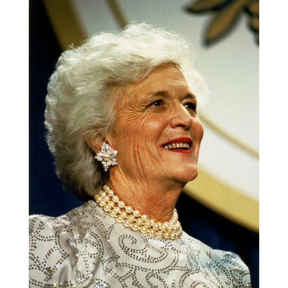 Print: First Lady Barbara Bush, Head-And-Shoulders Portrait Facing Right