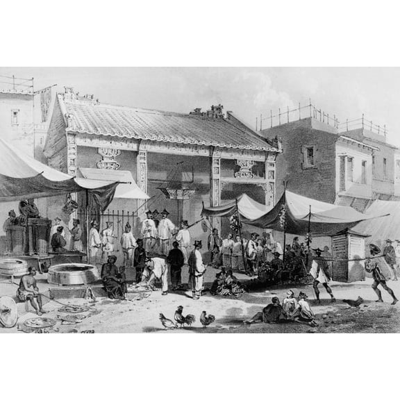Print: Fish Market Canton, 1856