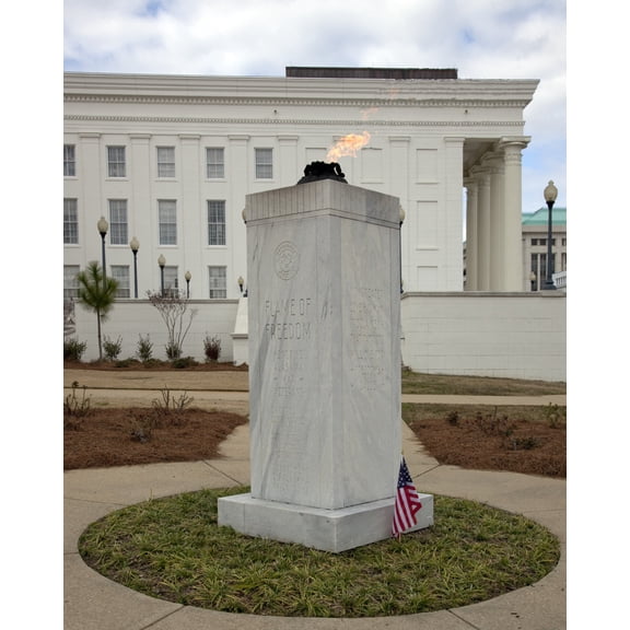 Print: Flame Of Freedom Honoring Alabama War Veterans Stands On The