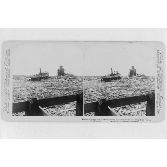 Print: Floating Wreckage Near Texas City - Typical Scene For Miles Along