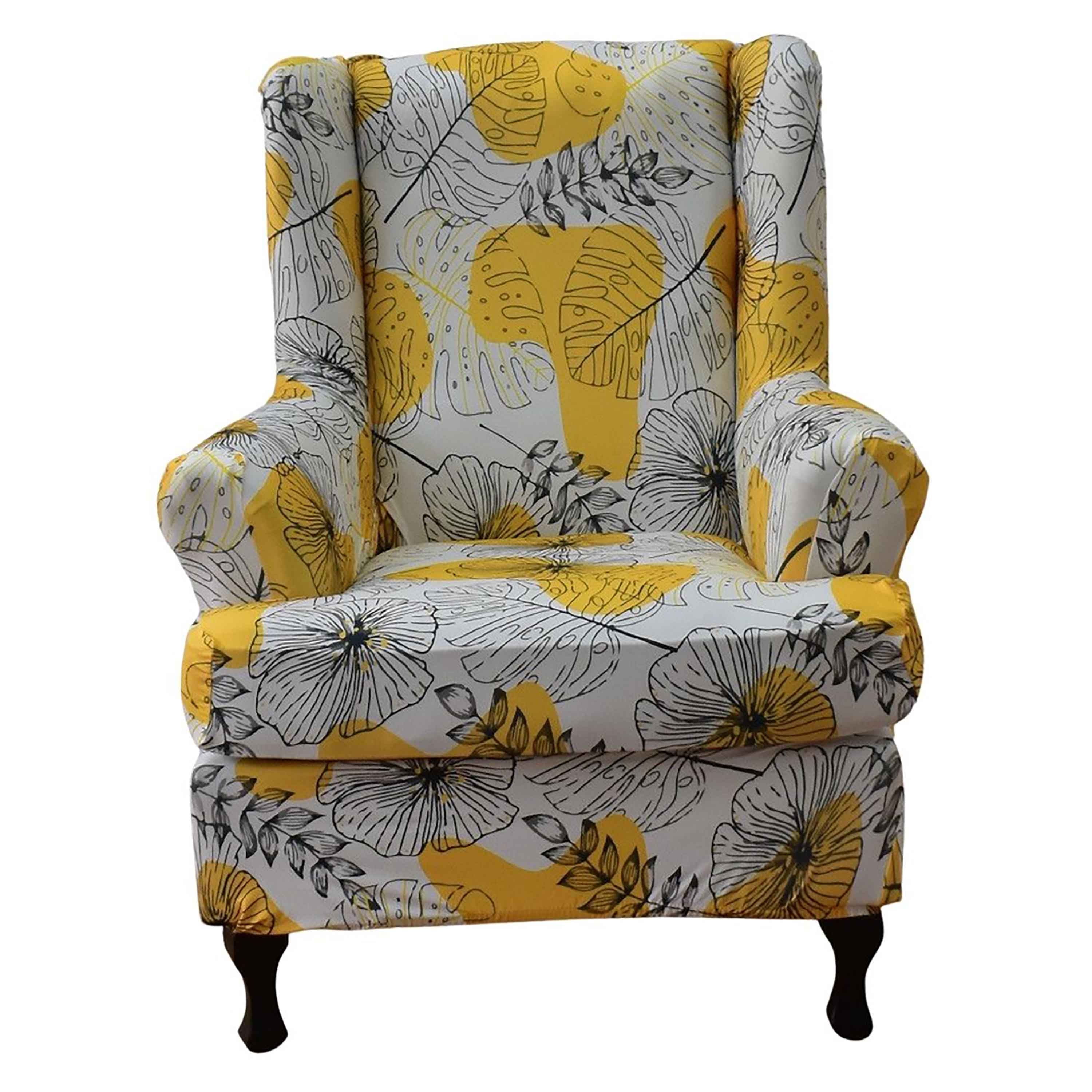 Jolie Flower Wingback Chair Cover Slipcover