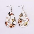 thumbnail image 1 of Print Flower Pattern Pu Leather Teardrop Earrings Waterdrop Jewelry Blowout, 1 of 2