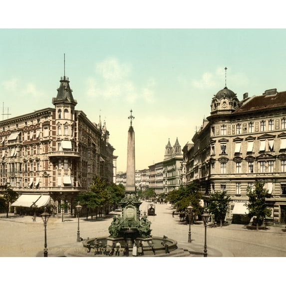 Print: Fountain And Breiter Weg, Madgeburg i.e. Magdeburg, German Saxony