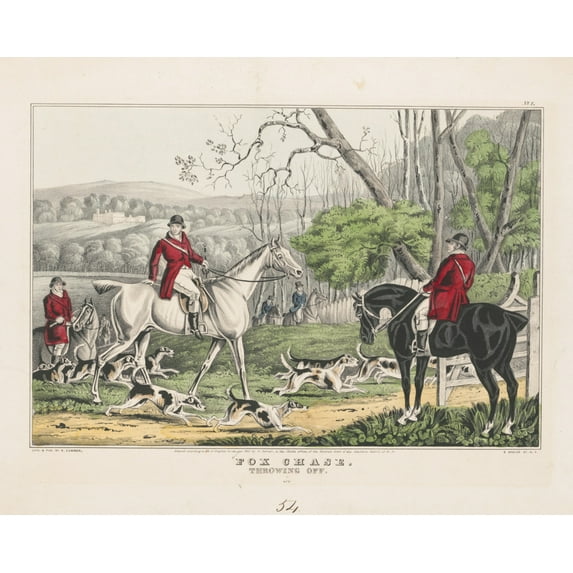Print: Fox Chase: Throwing Off, 1846