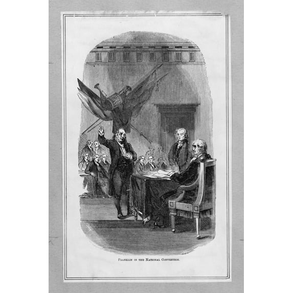 Print: Franklin In The National Convention, circa 1840