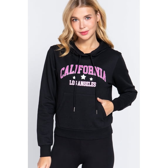Print French Terry Hoodie Top