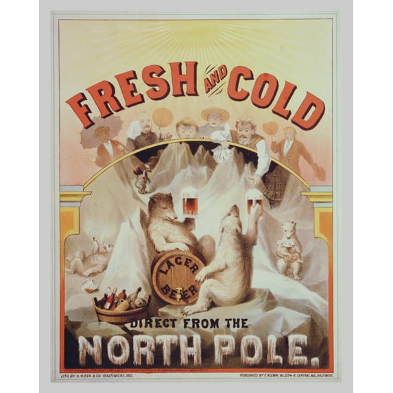 Print: Fresh And Cold Lager Beer Direct From The North Pole, 1877