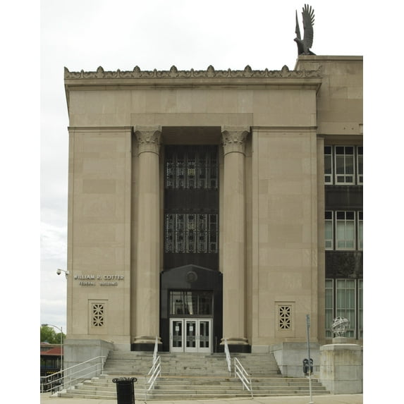 Print: Front Entrance, William R. Cotter Federal Building, Hartford