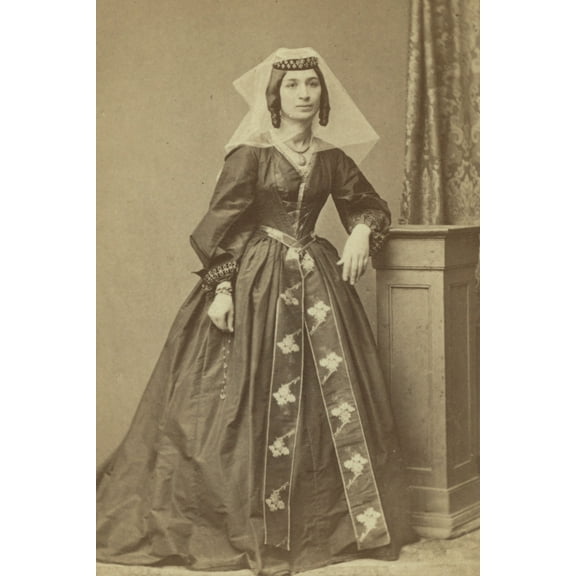 Print: Full-Length Portrait Of Georgian Woman, Facing Slightly Right