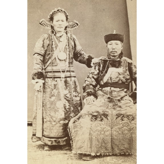Print: Full-Length Portrait Of Wealthy Buriat Man And His Wife, Facing