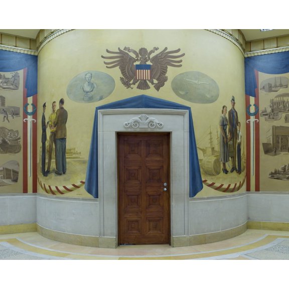 Print: Full View Of Oil Paintings, Fifth Floor Elevator No. 10, Department