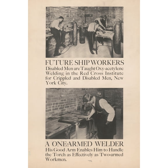 Print: Future Ship Workers A One-Armed Welder., 1919