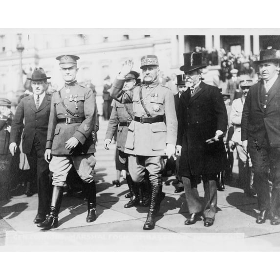 Print: Gen. Connors, Marshal Foch, Ambassador Jusserand, 1921