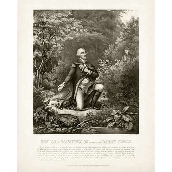 Print: Gen. Geo. Washington In Prayer At Valley Forge