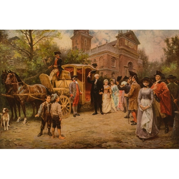 Print: General Washington At Christ Church, Easter Sunday, 1795