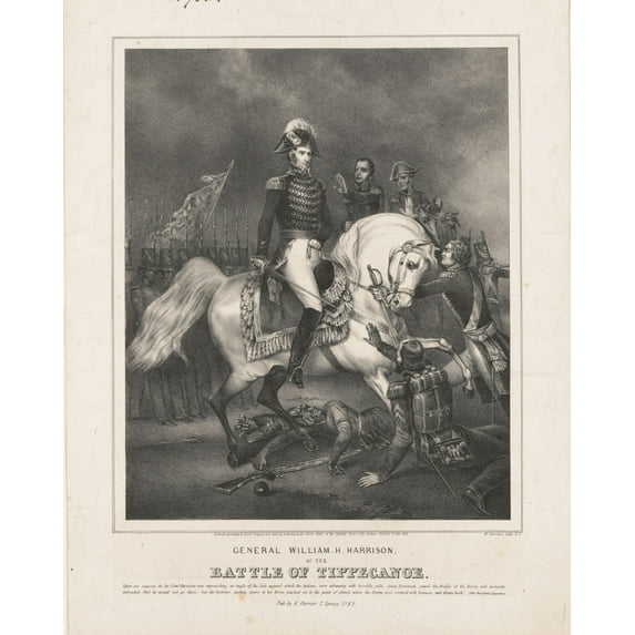 Print: General William H. Harrison, At The Battle Of Tippecanoe, 1840