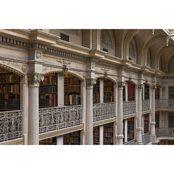 Print: George Peabody Library, Formerly The Library Of The Peabody