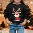 thumbnail image 1 of Print Girls Long Sleeve Crewneck Sweatshirt Cozy Pullover Top For Holiday Season (Black 6-7 Years), 1 of 3
