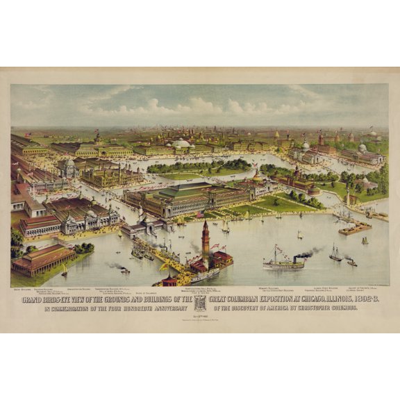 Print: Grand Birds-Eye View Of The Grounds And Buildings Of The Great
