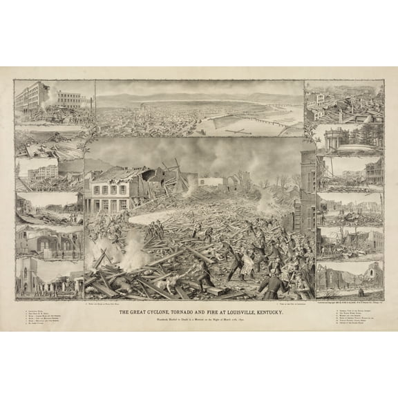 Print: Great Cyclone, Tornado And Fire, Louisville, Kentucky, 1890