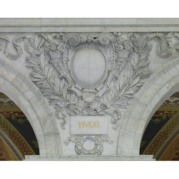 Print: Great Hall. Cartouche Of Hugo. Library Of Congress Thomas Jefferson
