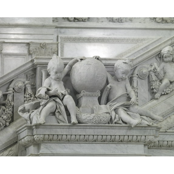 Print: Great Hall. Detail Of Cherubs Representing Asia And Europe On The
