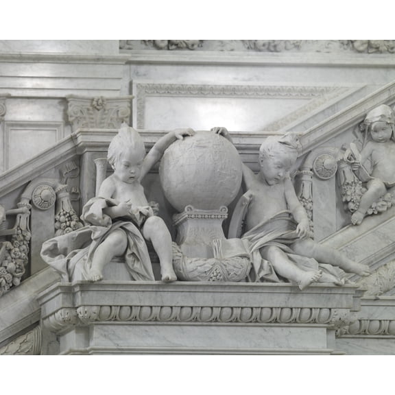 Print: Great Hall. Detail Of Cherubs Representing Asia And Europe On The