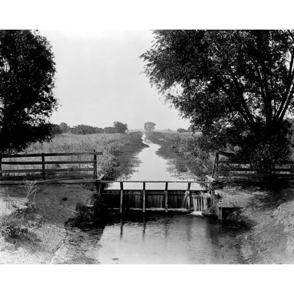 Print: Greenfields Ranch--A Drop In The Kern Island Canal, 1888