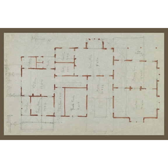 Print: Griswold House, Newport Art Museum. 1, First Floor Plan. Sketch