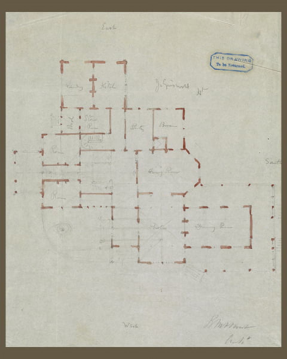 Print Griswold House, Newport Art Museum. 2, First Floor Plan. Sketch