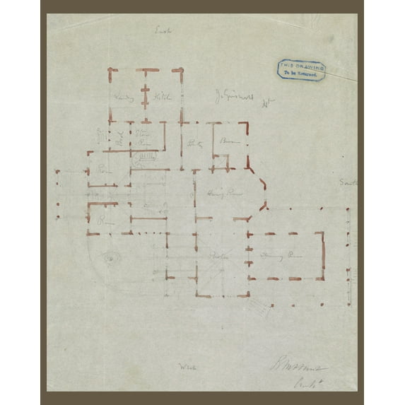 Print: Griswold House, Newport Art Museum. 2, First Floor Plan. Sketch