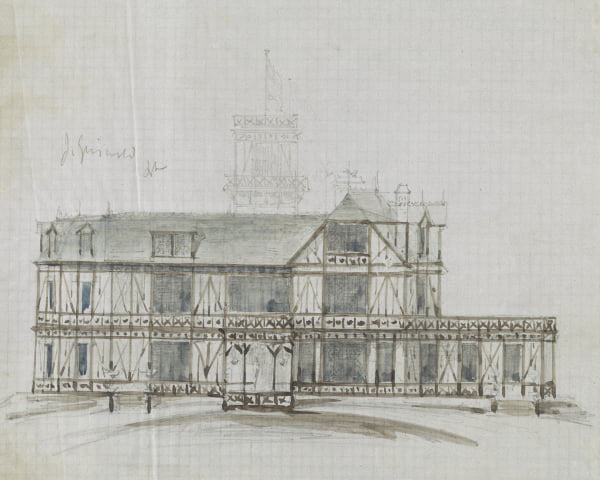Print Griswold House, Newport Art Museum. Elevation 3. Sketch, 1862