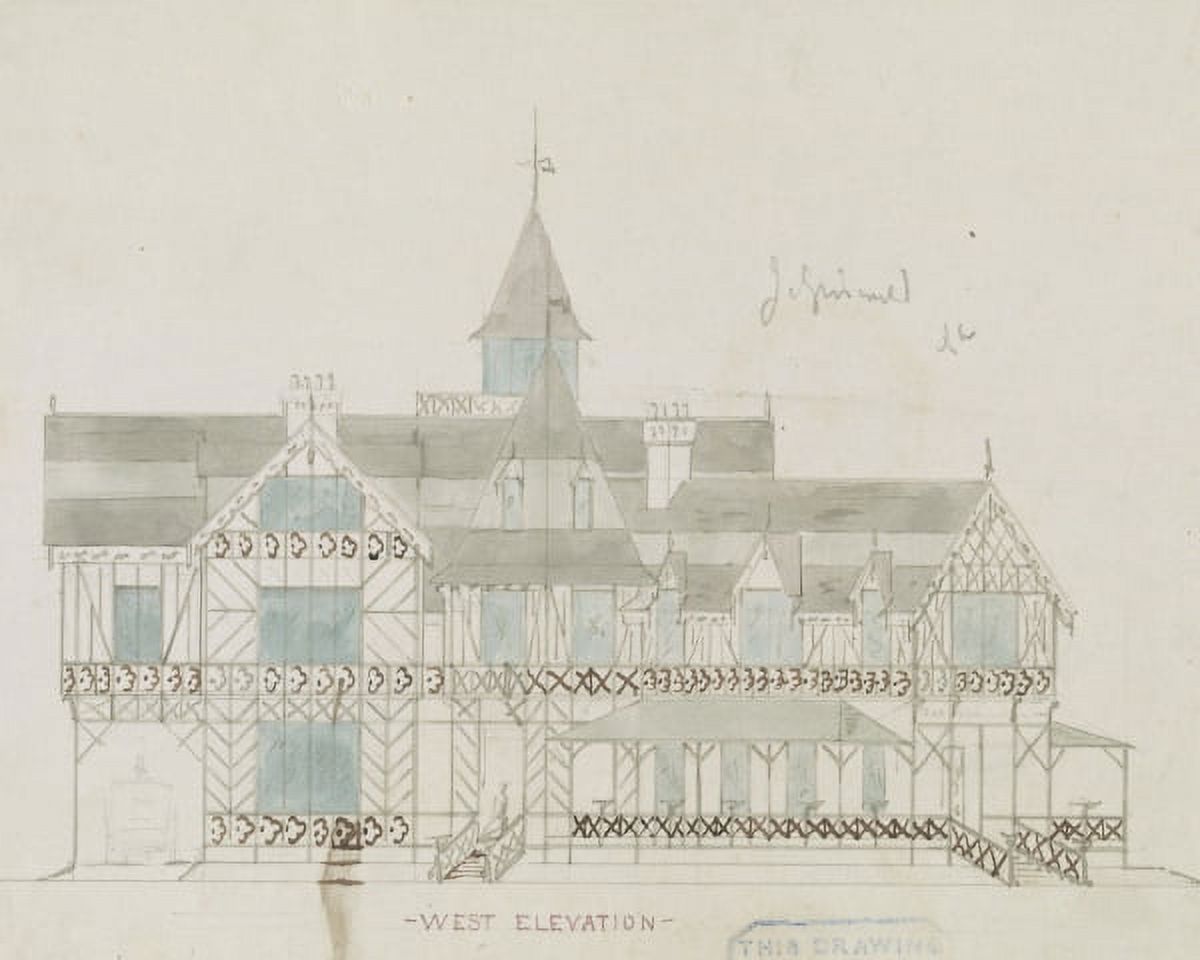 Print Griswold House, Newport Art Museum. West Elevation. Rendering