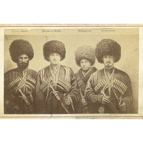 Print: Group Portrait Of Four Men From Transcaucasus Region, circa 1870