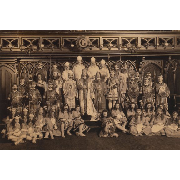 Print: Group Portrait Of Freemasons Of Anglo-Saxon Lodge, Seated And