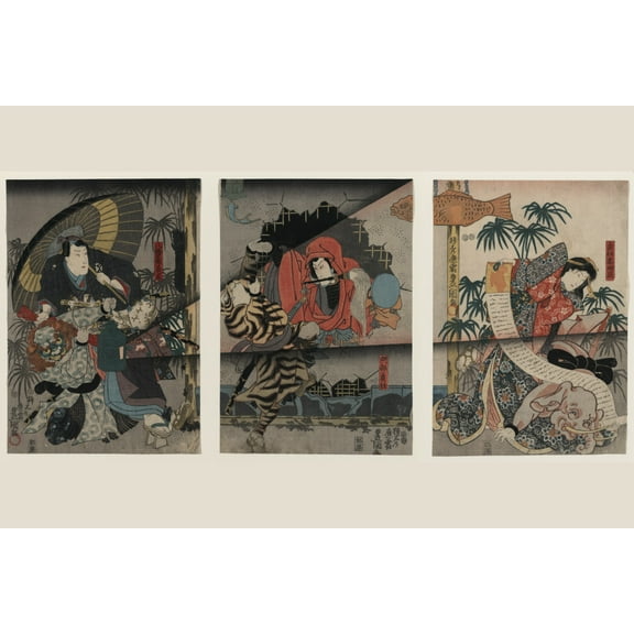 Print: Hachimantaro Yoshiie Abe Sadato : Sadato Tsuma Sodehagi., 1847