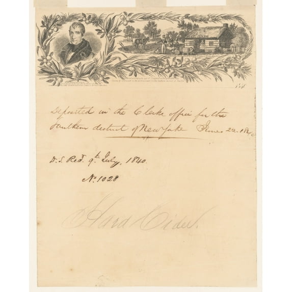 Print: Harrison Letter Sheet, 1840