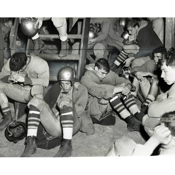 Print: High School Locker Room Gloom, 1950