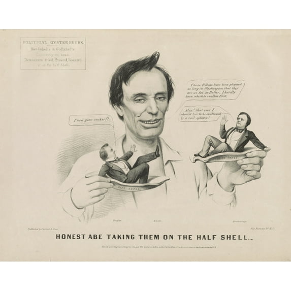 Print: Honest Abe Taking Them On The Half Shell, 1860