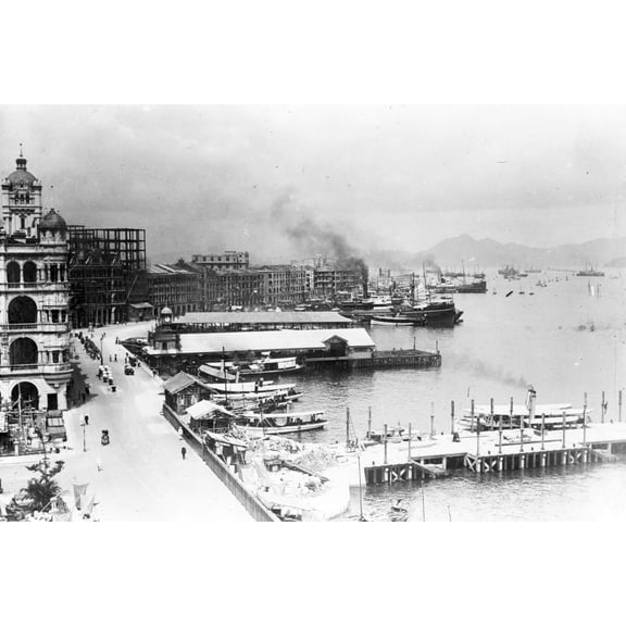 Print: Hong Kong--Waterfront Scene, circa 1900