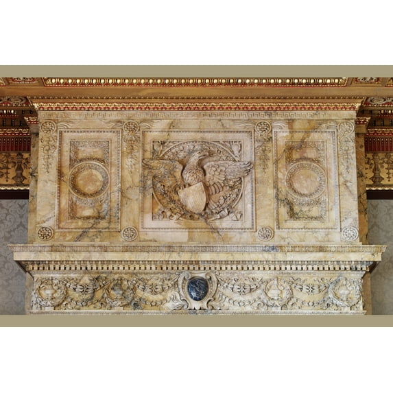 Print: House Members Room. Carved Mantel And Cornice Of Siena Marble