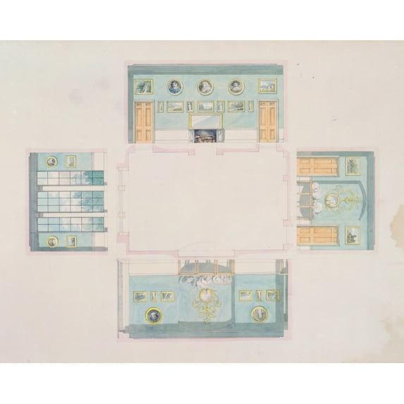 Print: Houses And A Church (Buildings Erected Or Proposed To Be Built In