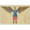 thumbnail image 1 of Print: Humorous Portrayal Of A Man Who Flies With Wings Attached To His, 1 of 4
