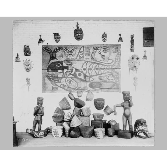 Print: Indian Baskets And Ceremonial Board, 1901