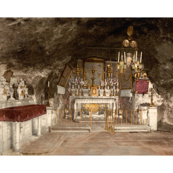 Print: Interior Of The Grotto Of The Agony, Jerusalem, Holy Land, circa
