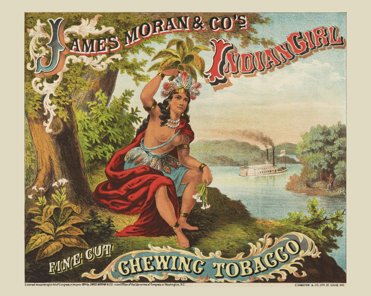 Print: James Moran & Co.'s Indian Girl Chewing Tobacco, 1874