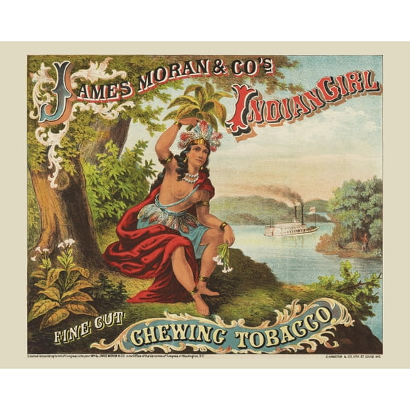 Print: James Moran & Co.'s Indian Girl Chewing Tobacco, 1874